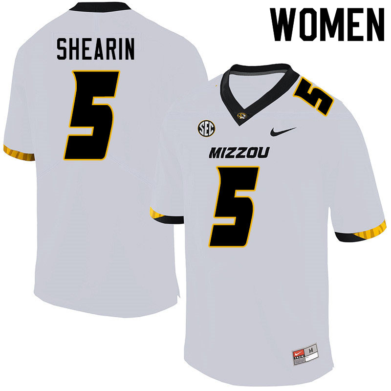Women #5 Chris Shearin Missouri Tigers College Football Jerseys Sale-White - Click Image to Close